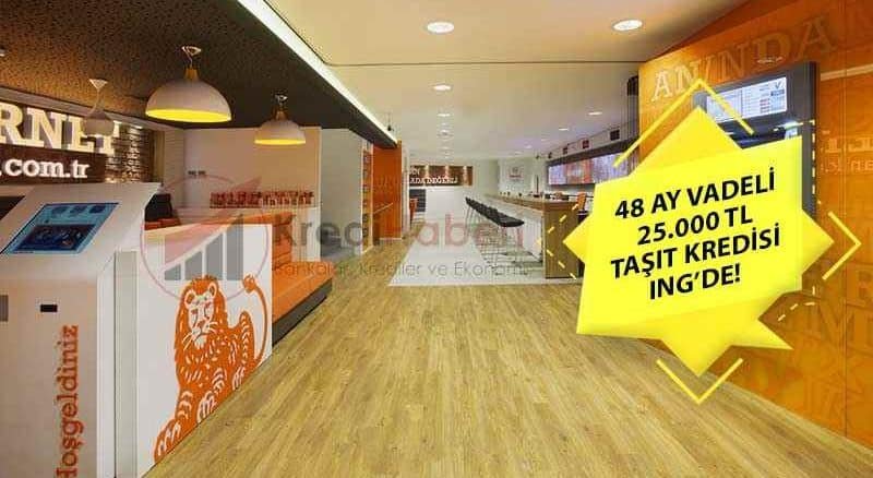48 Ay Vadeli 25.000 TL Taşıt Kredisi ING Bank’ta!